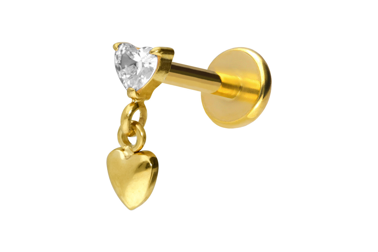 Titan Labret Piercing mit Push Fit 2 HERZEN